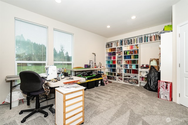 view of carpeted office space