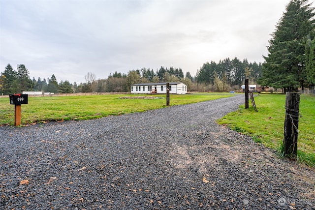 view of street with a rural view