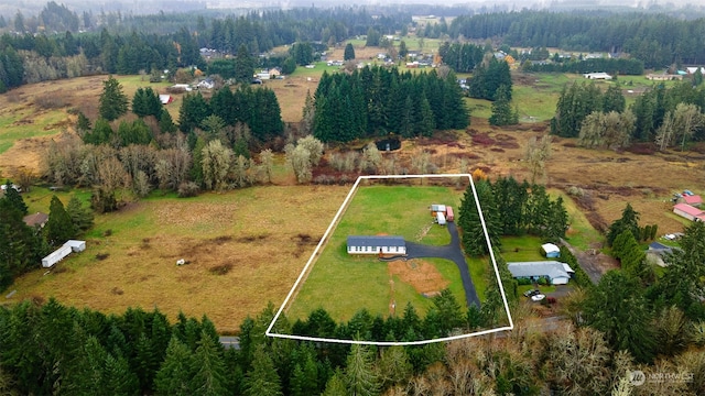 bird's eye view with a rural view