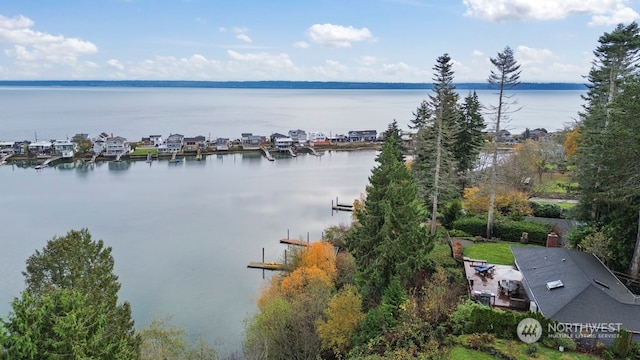 view of water feature with a boat dock