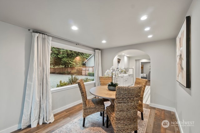 dining area with light hardwood / wood-style flooring