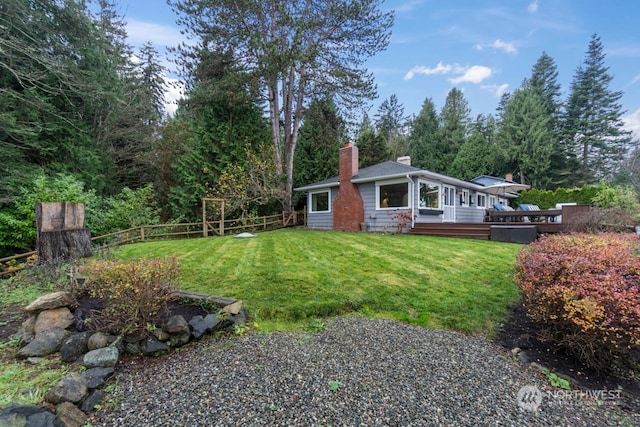 view of yard featuring a deck