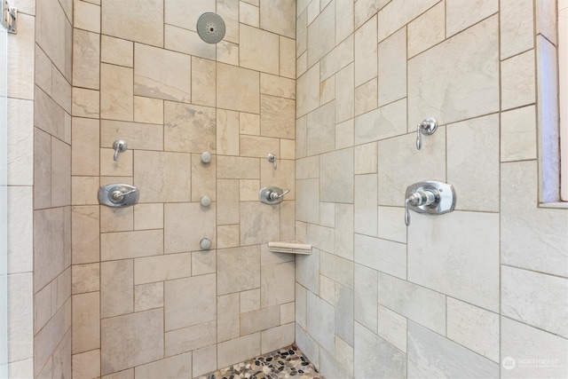 bathroom with tiled shower