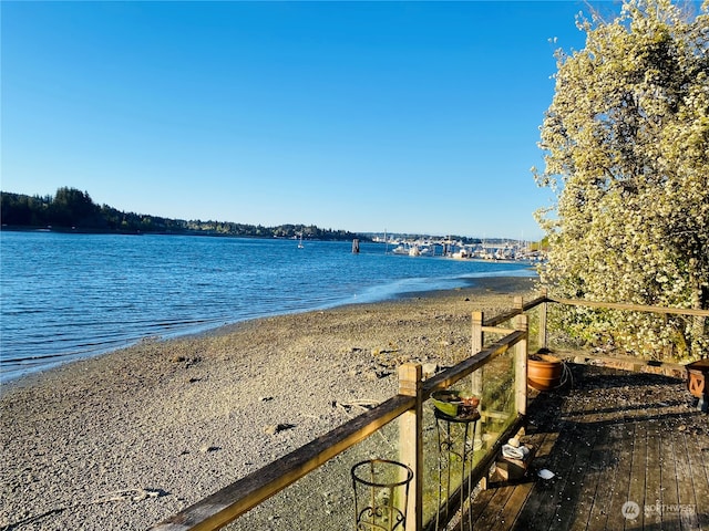 property view of water featuring a view of the beach