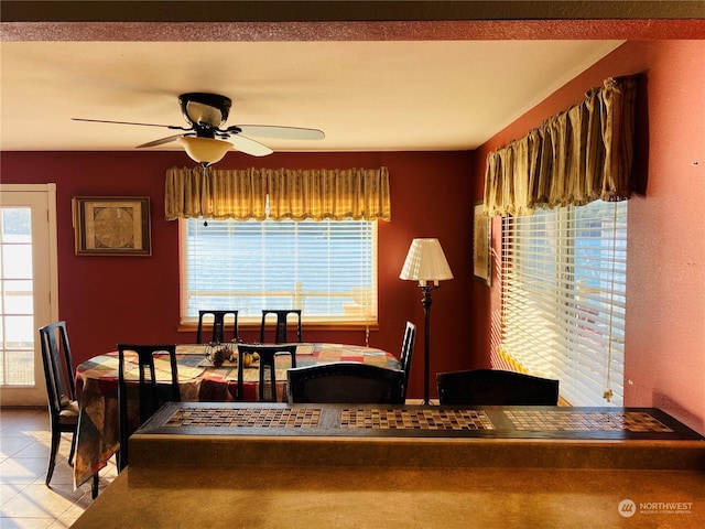 1769 SW Bay St, Port Orchard, WA 98366 - dining area with plenty of natural light, a ceiling fan, and tile patterned floors