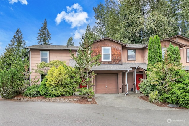 view of front of property with a garage