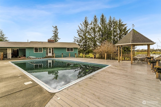 view of swimming pool featuring a gazebo