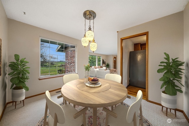 view of carpeted dining room