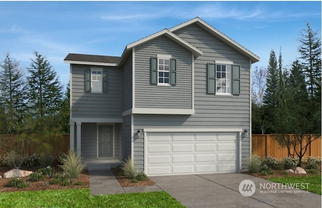 view of front of property featuring a garage