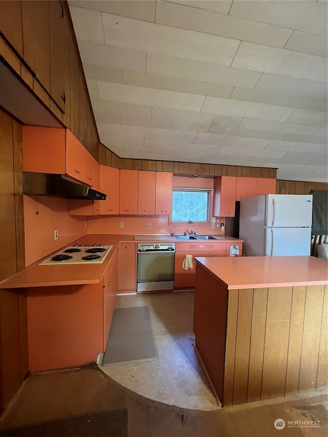 kitchen with sink and white appliances