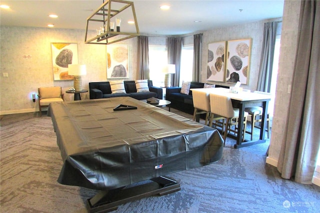 1427 100th St SW Unit 97, Everett, WA 98204 - rec room with carpet, baseboards, recessed lighting, and billiards table