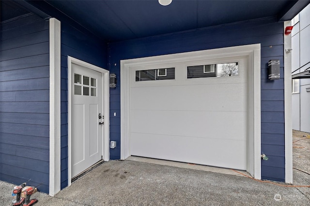 entrance to property with a garage