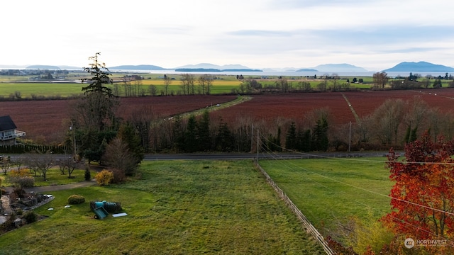 view of yard featuring a mountain view and a rural view