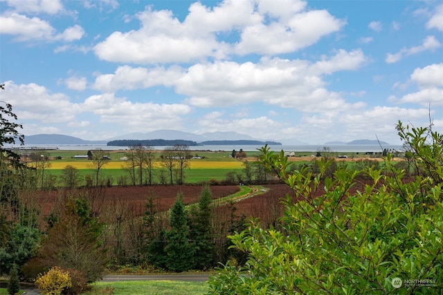 view of mountain feature with a rural view