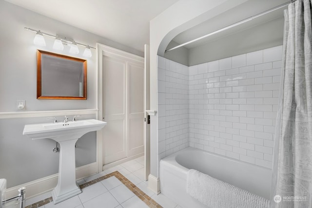 2810 46th Ave W, Seattle, WA 98199 - bathroom featuring tile patterned floors and shower / bathtub combination with curtain