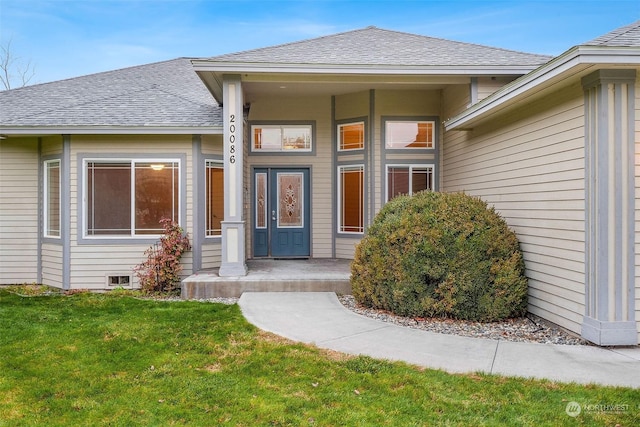 20086 Cherry Rd NW, Soap Lake, WA 98851 - property entrance featuring a lawn and roof with shingles