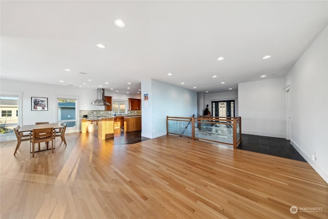 living room featuring light hardwood / wood-style floors