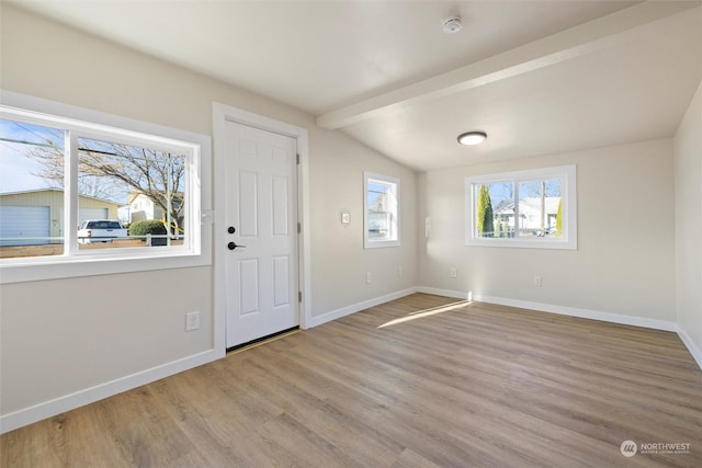 603 Military St, Walla Walla, WA 99362 - entryway with vaulted ceiling with beams and light wood-type flooring
