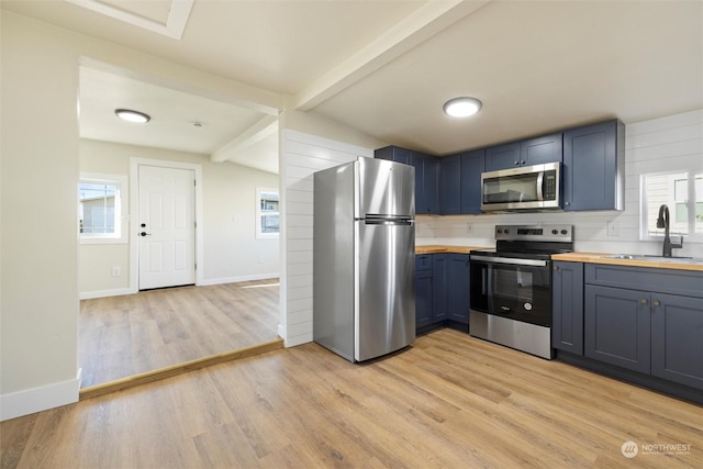 603 Military St, Walla Walla, WA 99362 - kitchen with a wealth of natural light, light wood-type flooring, sink, and appliances with stainless steel finishes