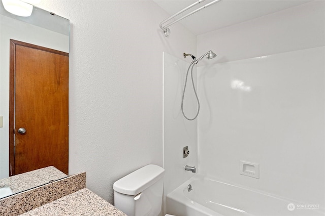 full bathroom with vanity, shower / bathing tub combination, and toilet