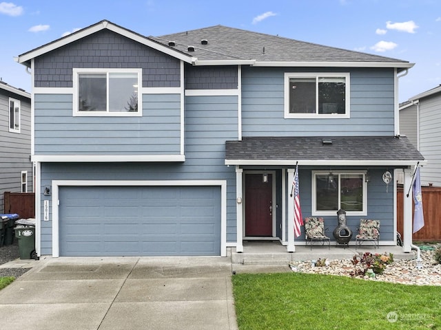 front facade with a garage