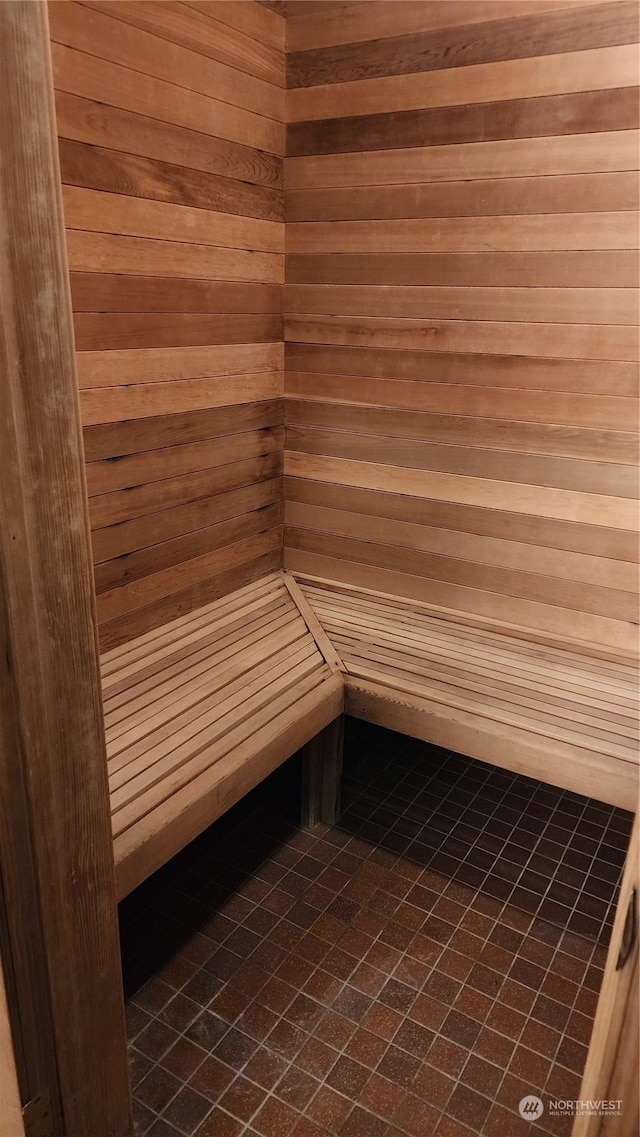 view of sauna featuring tile patterned flooring