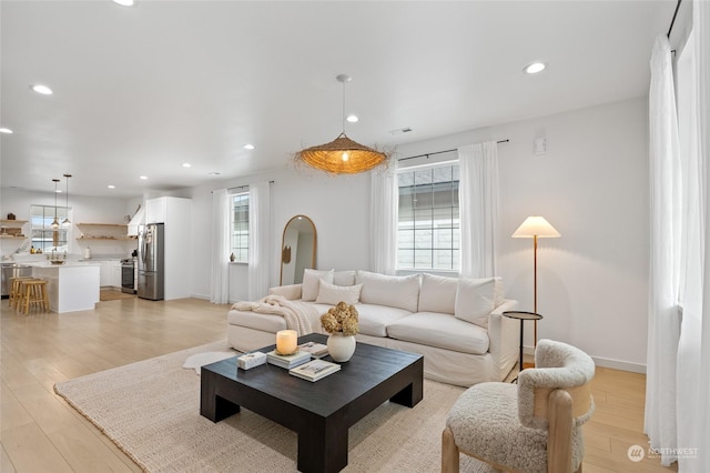 living room featuring light hardwood / wood-style flooring