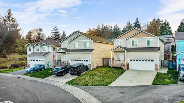 view of front facade with a front lawn and a garage