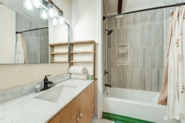 bathroom with vanity and shower / tub combo