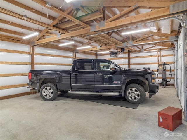 garage with a garage door opener