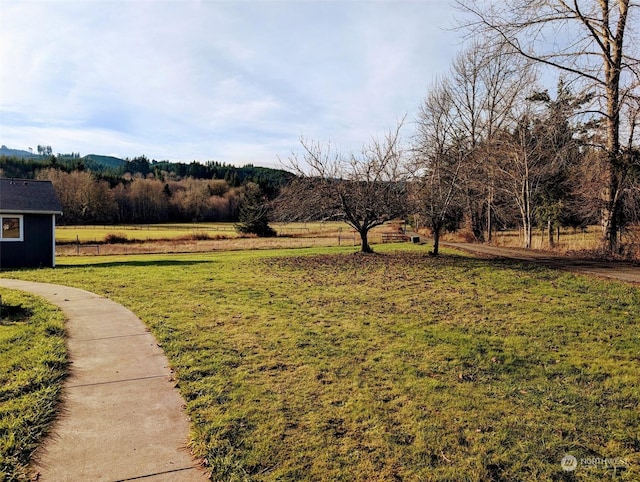 view of yard with a rural view