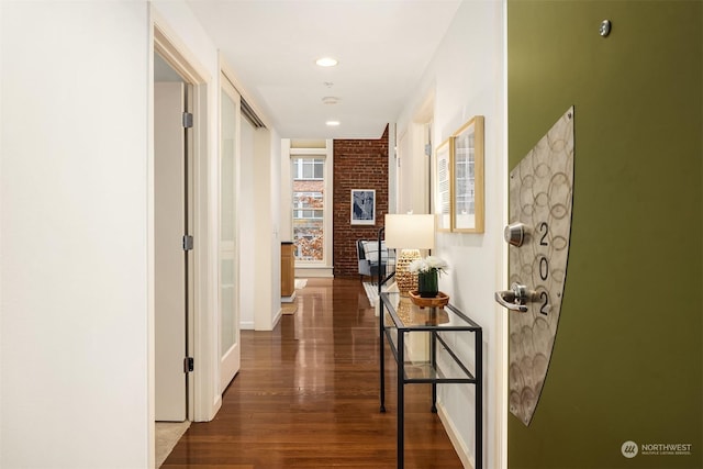 hall featuring dark hardwood / wood-style flooring