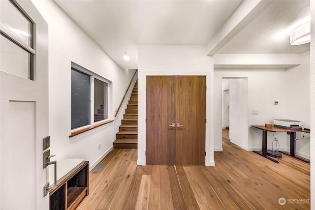 entrance foyer featuring light hardwood / wood-style floors