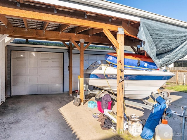 view of garage