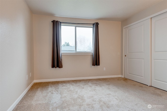 interior space with light colored carpet and a closet