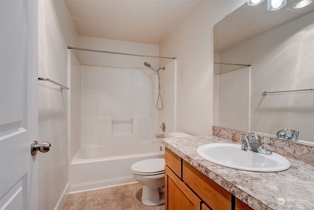 full bathroom with vanity, toilet, and shower / bathtub combination