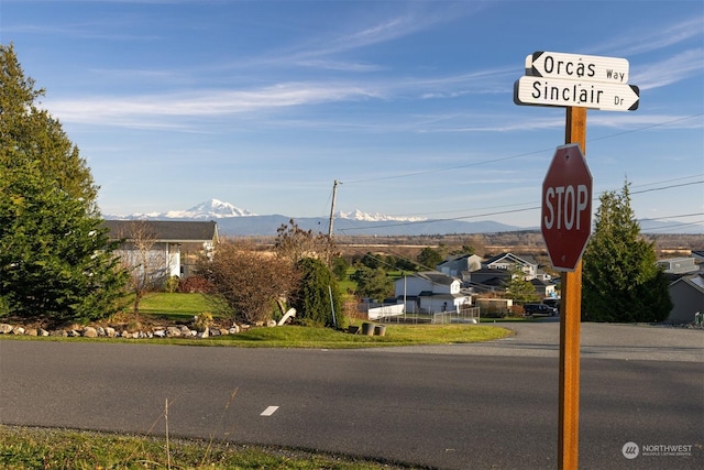 view of street with a mountain view