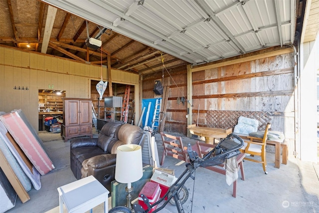 garage with a garage door opener