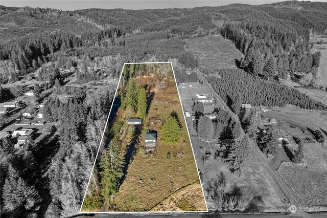 birds eye view of property featuring a mountain view