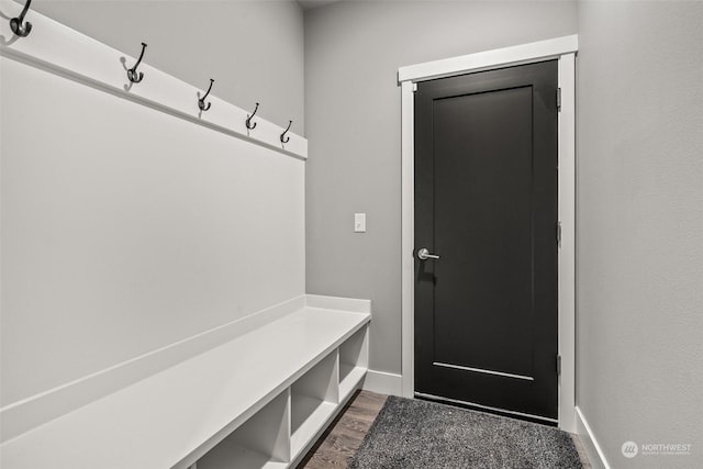 mudroom featuring dark hardwood / wood-style flooring