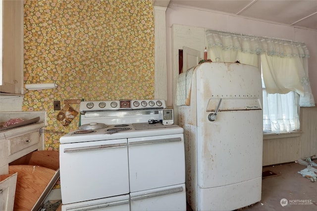 kitchen with white electric stove