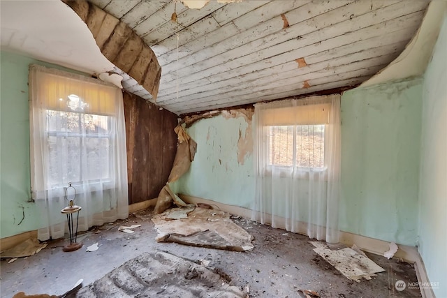 miscellaneous room featuring lofted ceiling and wood ceiling