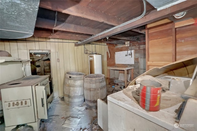 unfinished basement with water heater