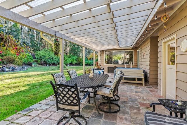 view of patio / terrace featuring a pergola