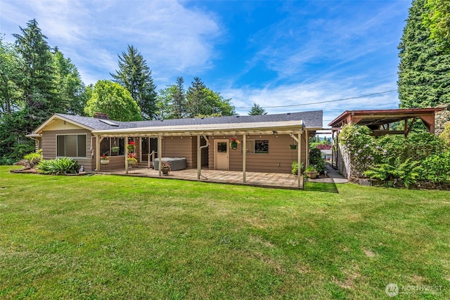 309 E State Route 4, Cathlamet, WA 98612 - rear view of house featuring a patio area, a lawn, and a chimney