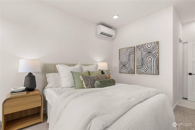 bedroom featuring a wall mounted air conditioner