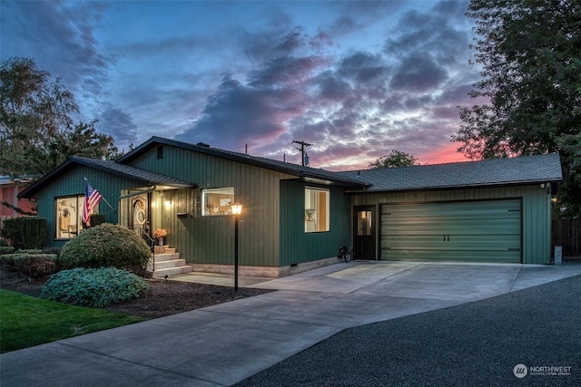 view of front of house with a garage