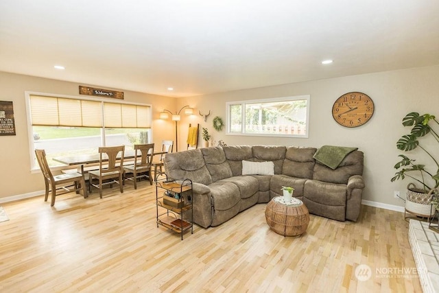 living room featuring light wood-type flooring