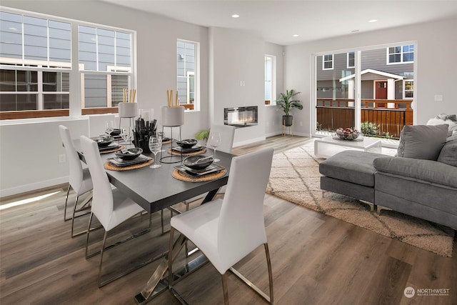 dining area featuring hardwood / wood-style flooring and plenty of natural light