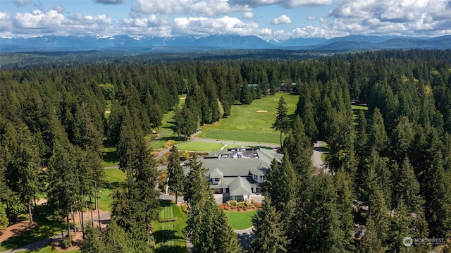 birds eye view of property featuring a mountain view